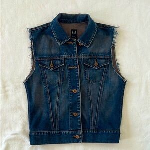 GAP Vintage Blue Denim Vest Women Small Bikercore